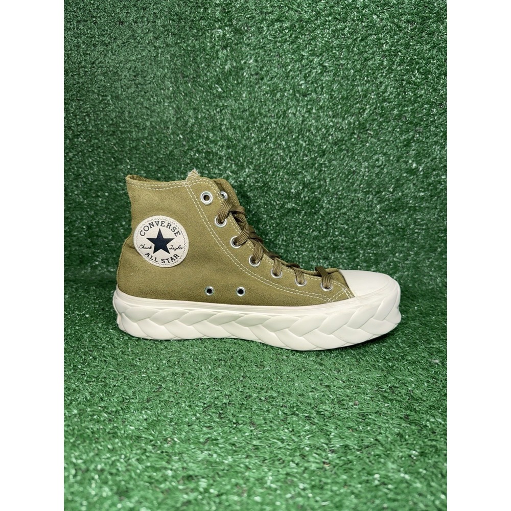 Converse Womens Size 7‎ Chuck Taylor All Star Lift Platform Hi Green Suede Shoes